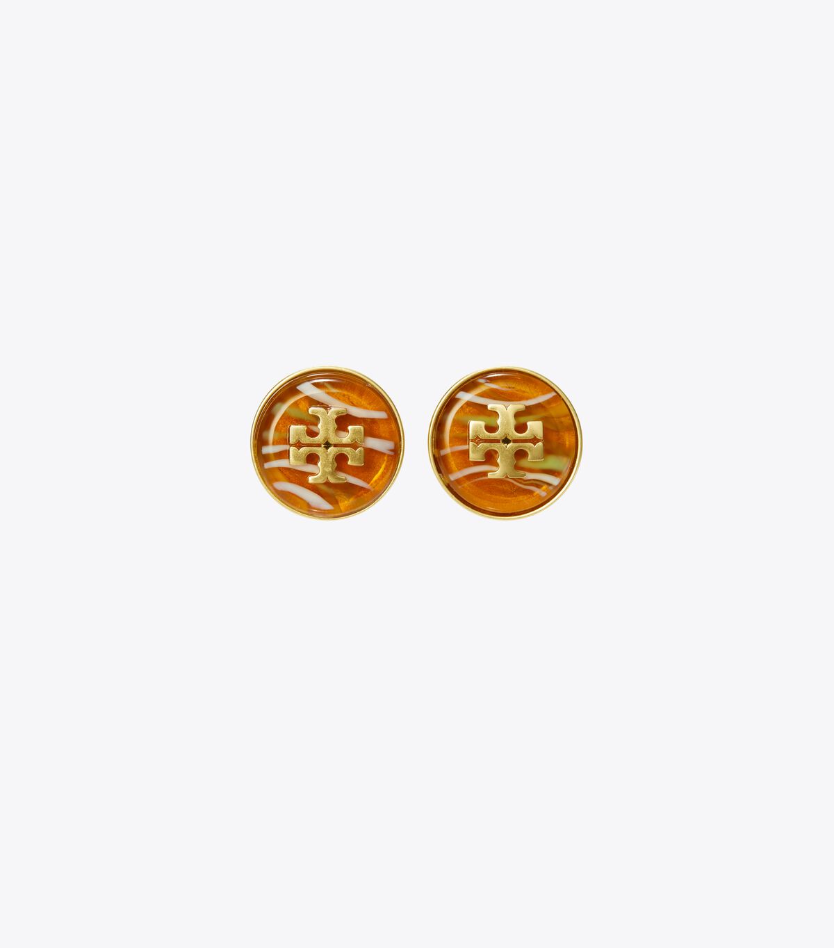 Pendientes Tory Burch Roxanne Marble Stud Mujer Dorados Naranjas Multicolor | OUTLETS-18264059