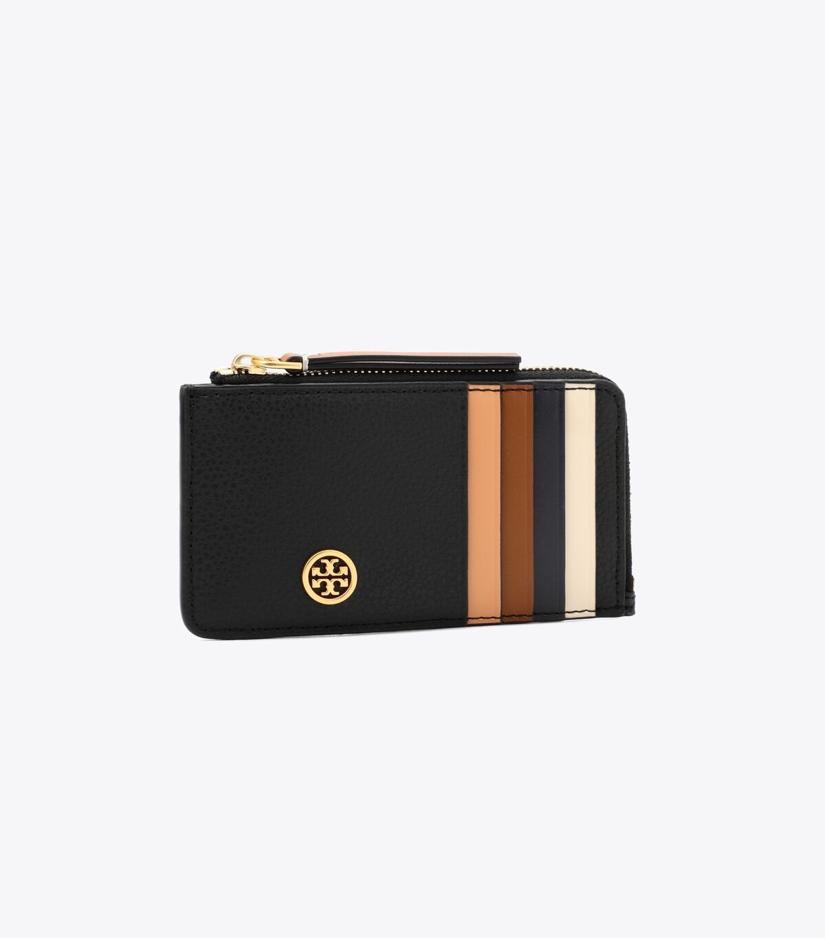 Porta Tarjetas Tory Burch Robinson Pebbled Top-zip Mujer Negros | OUTLETS-42359169