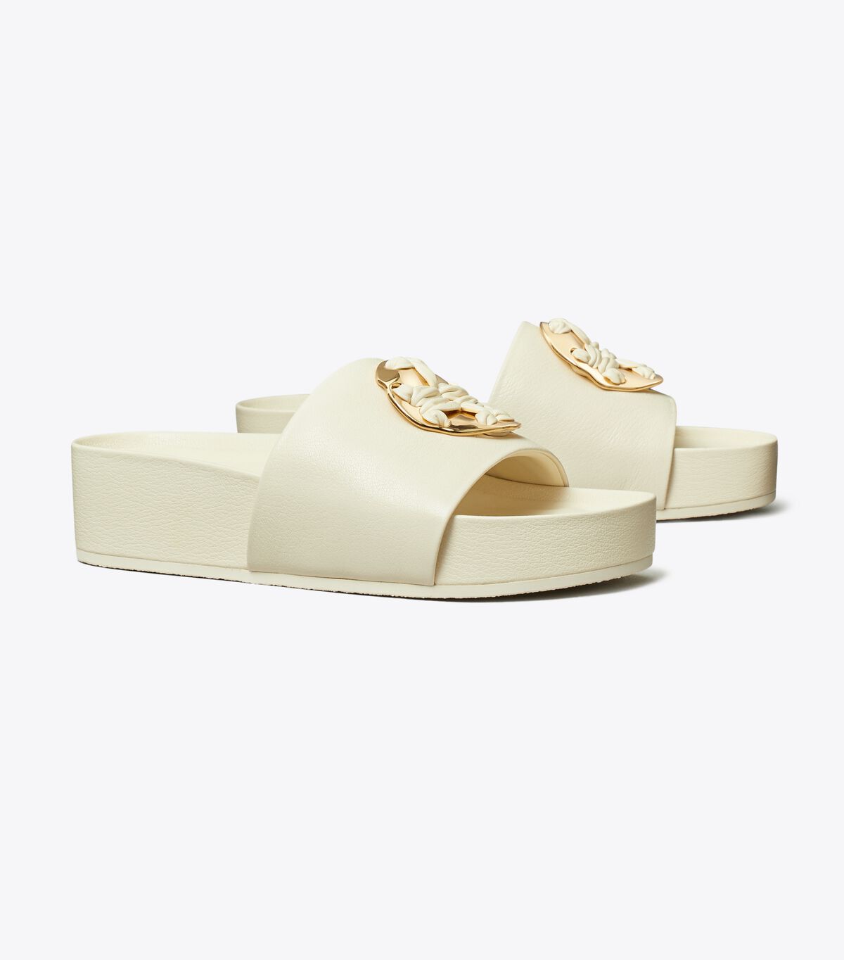 Sandalias Tory Burch Woven Double T Mujer Creme Claro | OUTLETS-07684519