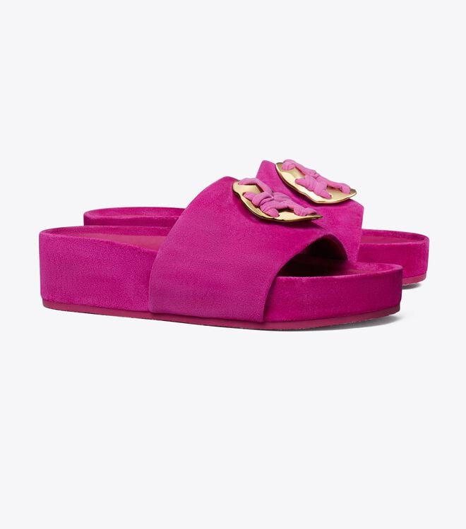 Sandalias Tory Burch Woven Double T Mujer Fucsia | OUTLETS-97143509