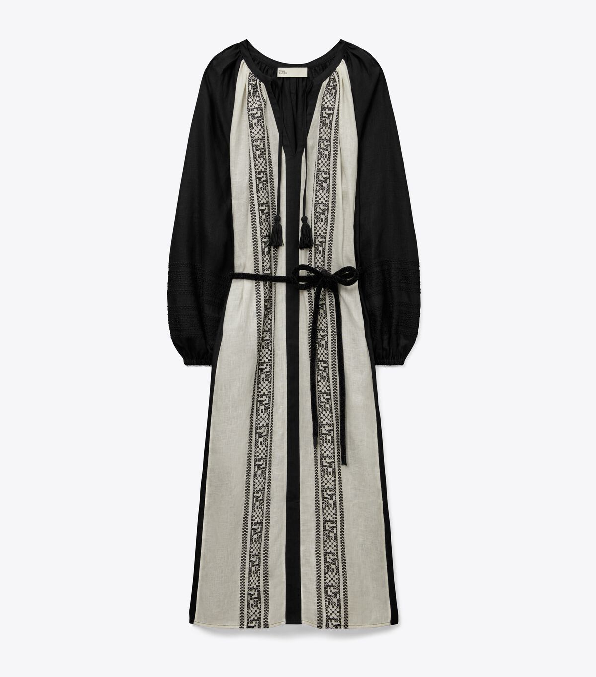 Vestido Tory Burch Embroidered Mujer Negros Blancos | OUTLETS-91384209